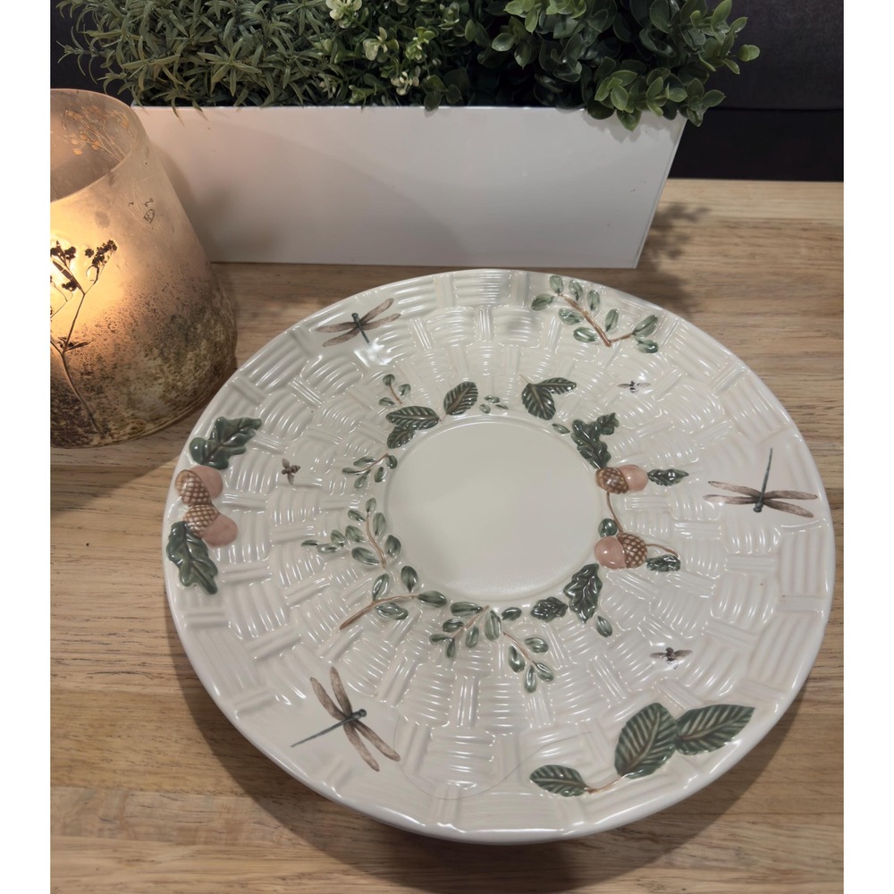 Pfaltzgraff Naturewood Serving Platter Dragonfly Design Tableware Accent 12.5In
